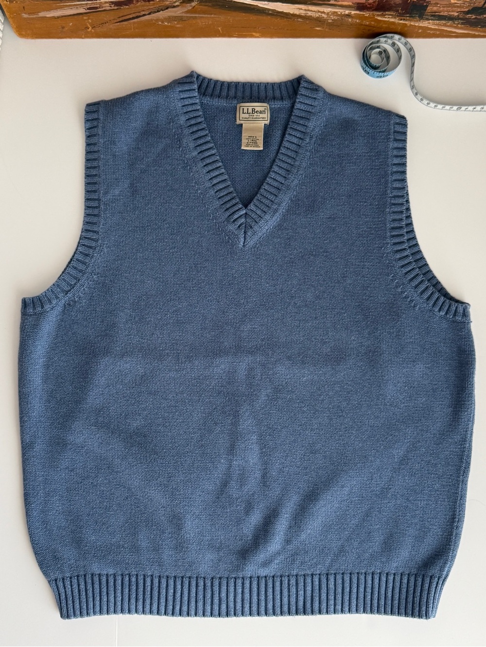 Vintage LL Bean Men's Classic Sweater Vest | Slate Blue | Size Large